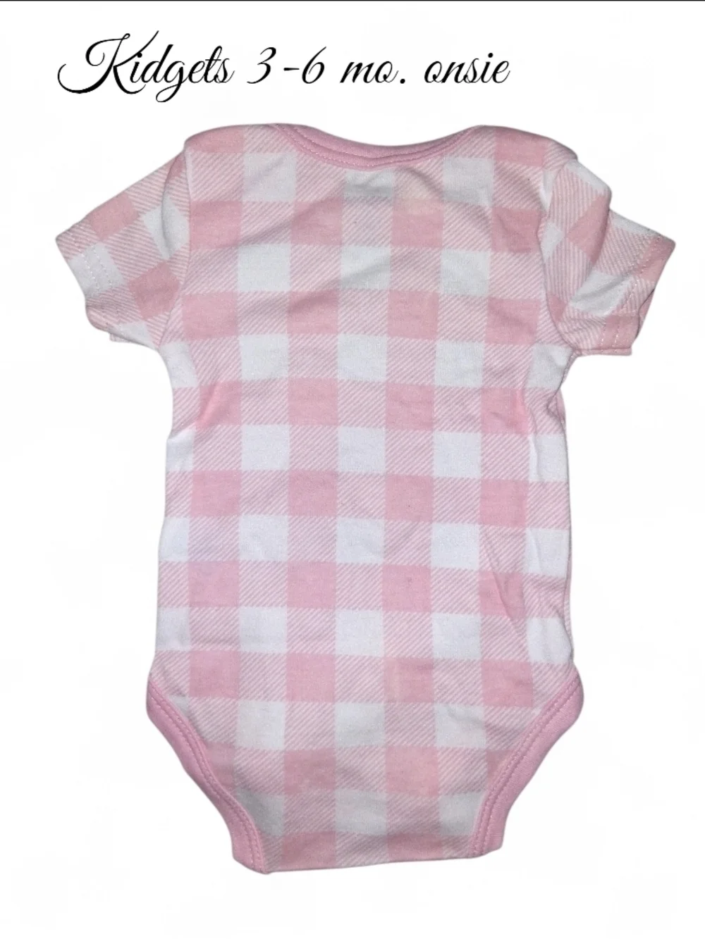 💕 $3 Bundled Kidgets Pink and White Gingham Baby One-Piece Bodysuit 3-6 mo.